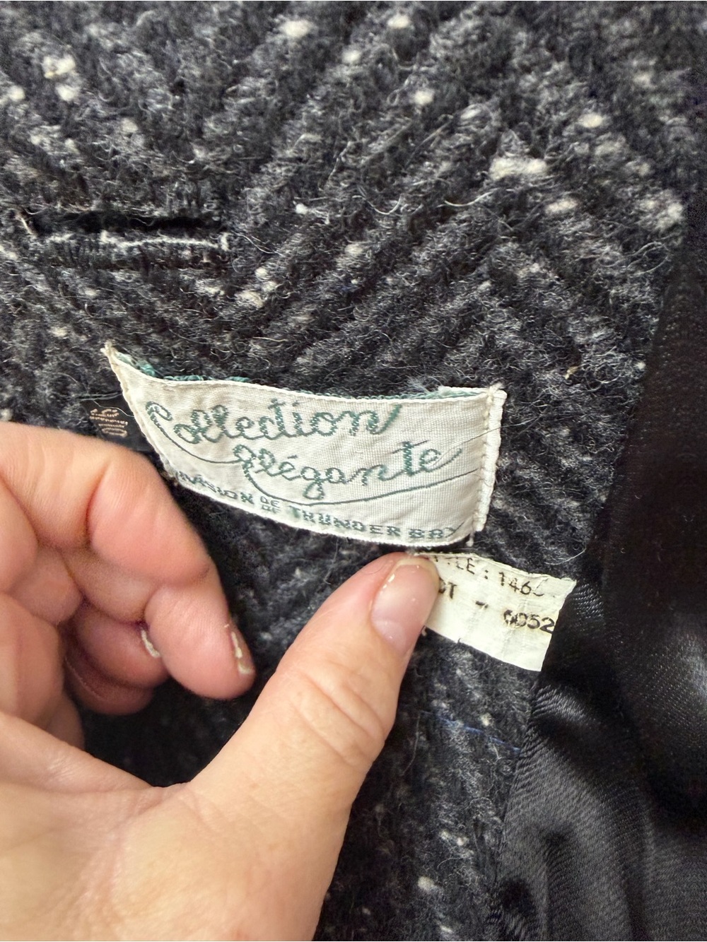 Vintage Collection Élégante Grey Herringbone Wool Blend Coat Size 8 - Picture 11 of 14